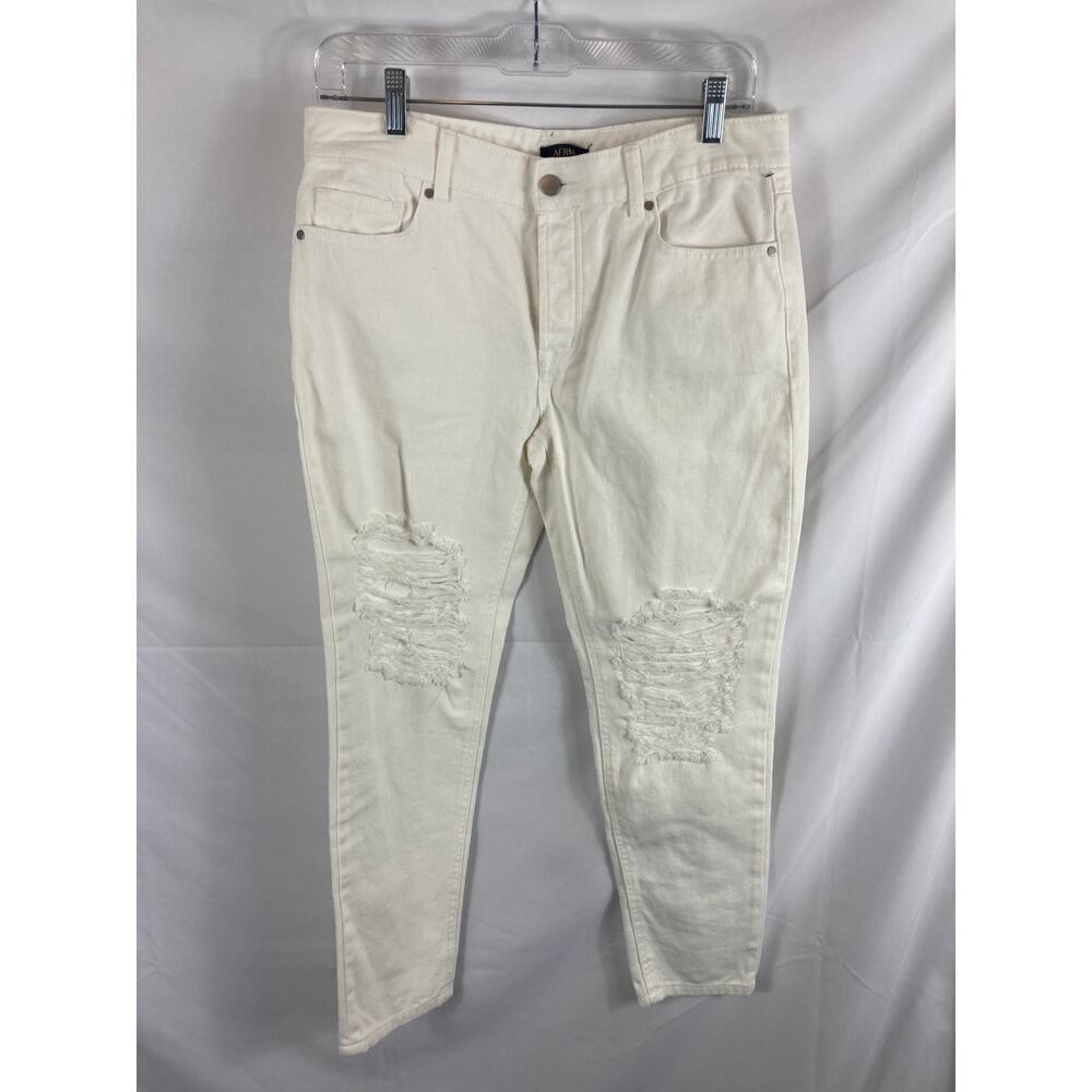 NWOT AFRM White Luisa Distressed High Rise Ankle Jeans 26